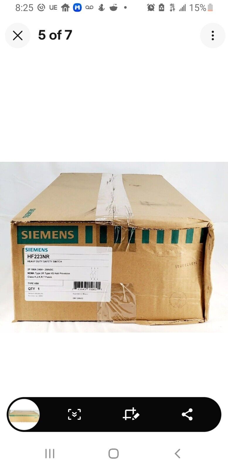 Siemens HF223NR 100 Amp - 2 Pole - 240 volt 3 Wire Fused Heavy Duty Switch New