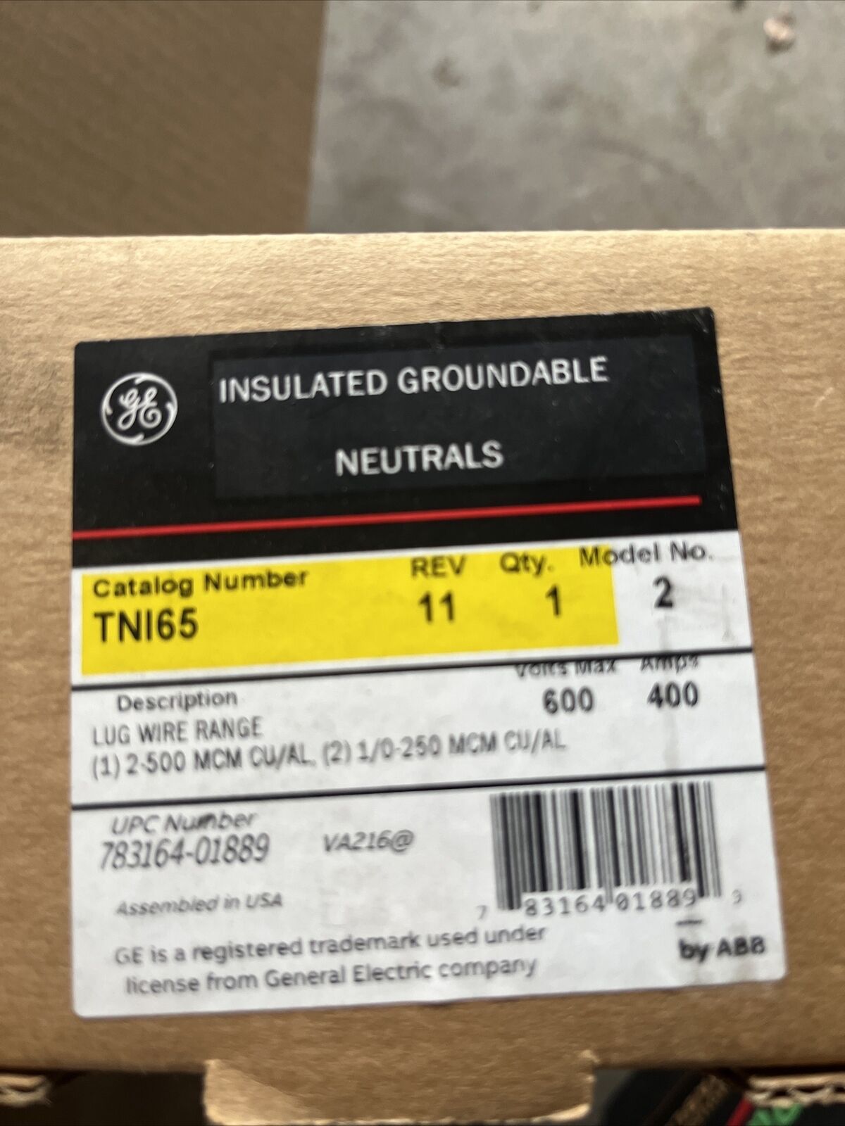 NEW GENERAL ELECTRIC TN165 600 AMP INSULATED GROUNDABLE NEUTRALS