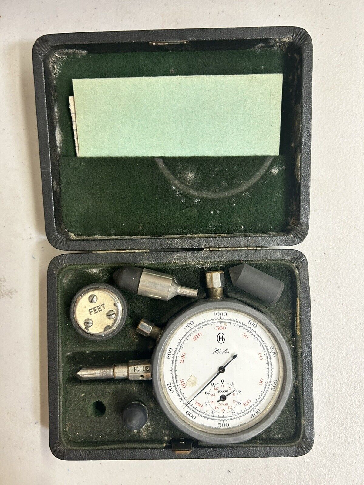 Vintage Hasler Speed Indicator Hand Held in Original Holder Manual Hasler-Tel