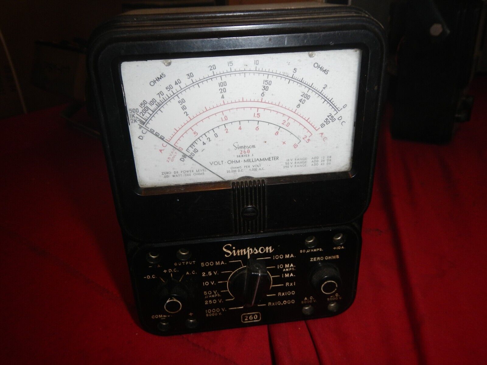 Vintage Simpson 260 Series 3 Analog Volt Ohm Meter - NO LEADS    T3