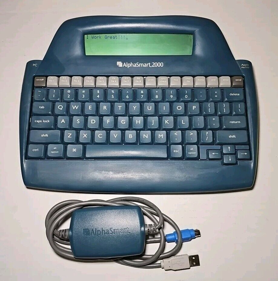 AlphaSmart 2000 Portable Keyboard Word Processor Tested + USB to ADB Cable