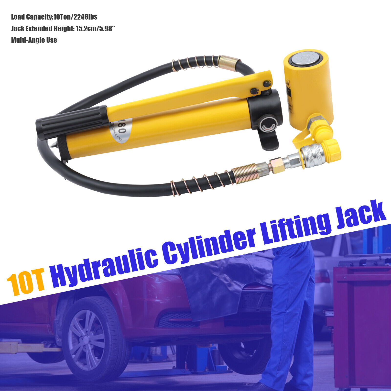 10T Hydraulic Ram cylinder jack RSC-1050 with CP-180 Hydraulic Hand Pump 10.2cm 
