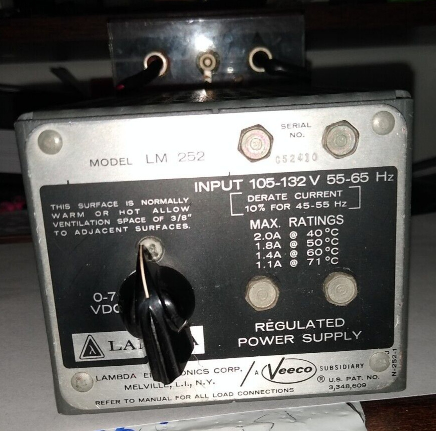 Vintage Lambda Electronics Regulated Power Supply LM-252 Veeco Used read