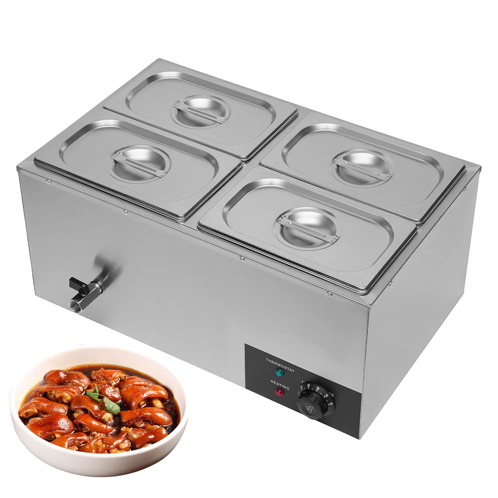 4 Pots Commercial Food Warmer Bain For Buffet Server Food Court Electric Warmer 