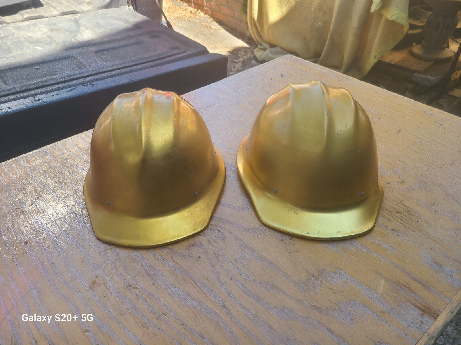 Vintage Bullard 502 aluminum hard hats Rare GOLD IODIZED COLOR IRON WORKERS HAT
