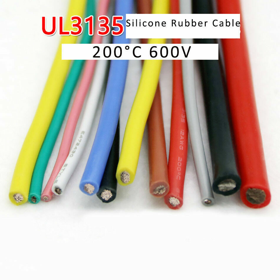 200°C 600V UL3135 Silicone Rubber Wire Cable 10/12/14/16/18/20/22/24/26/28/30AWG