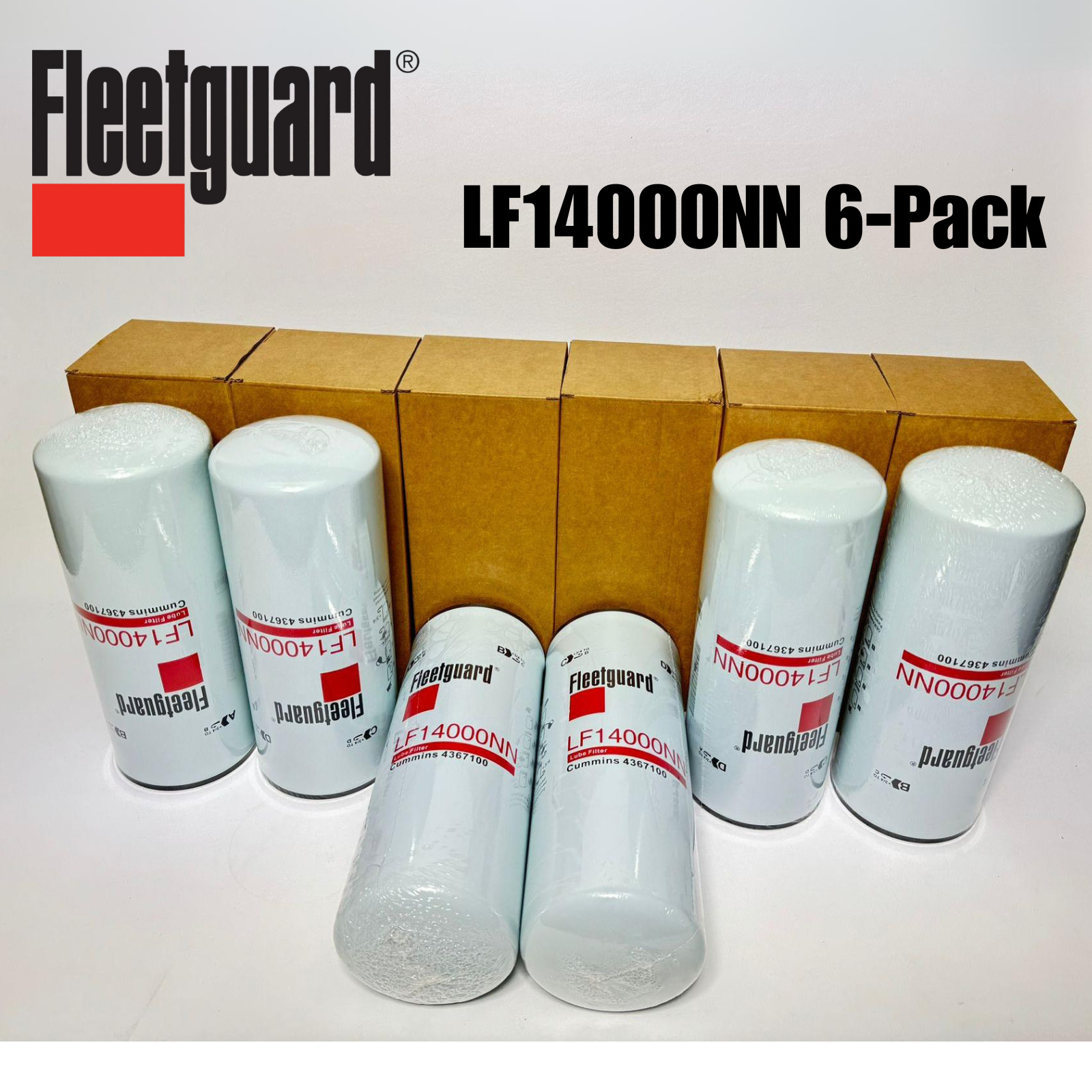 New Genuine Fleetguard LF14000NN Oil Filter Cummins ISX 4367100 (PACK OF 6) USA.