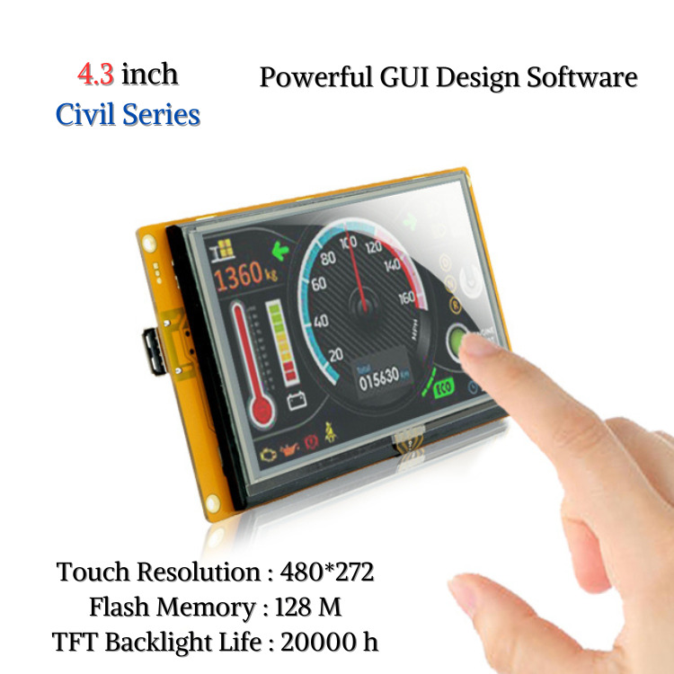4.3inch HMI TFT LCD Touchscreen module with Video/Aduio Port+128M Flash Memory