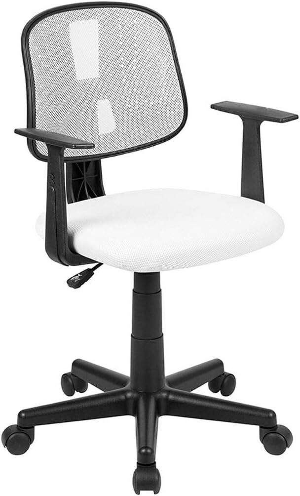 Flash Fundamentals Mid-Back White Mesh Swivel Task Office Chair with Pivot