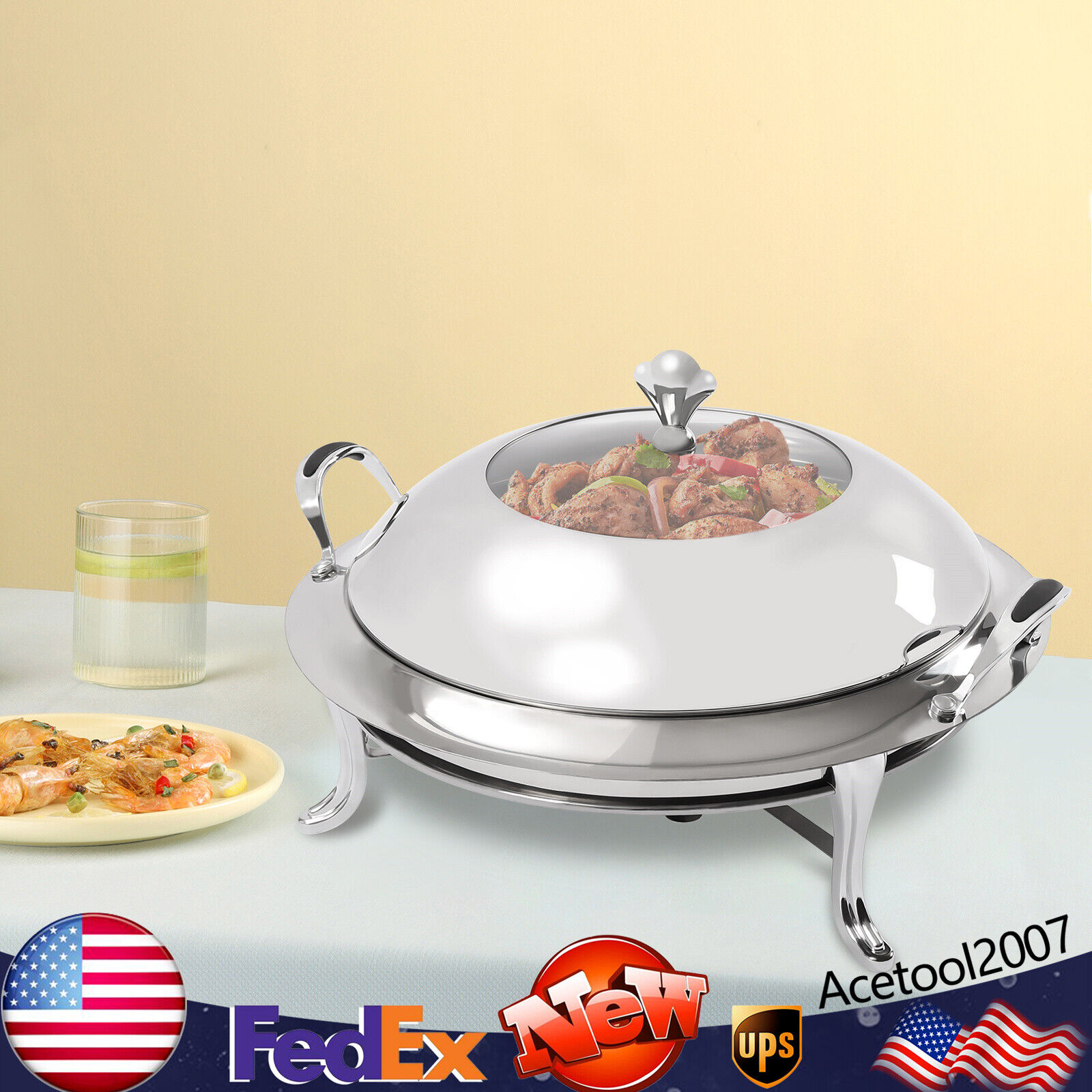 Chafing Dish Set Food Warmer Buffet Server Hot Plate Stainless Steel 3L/3.17Qt