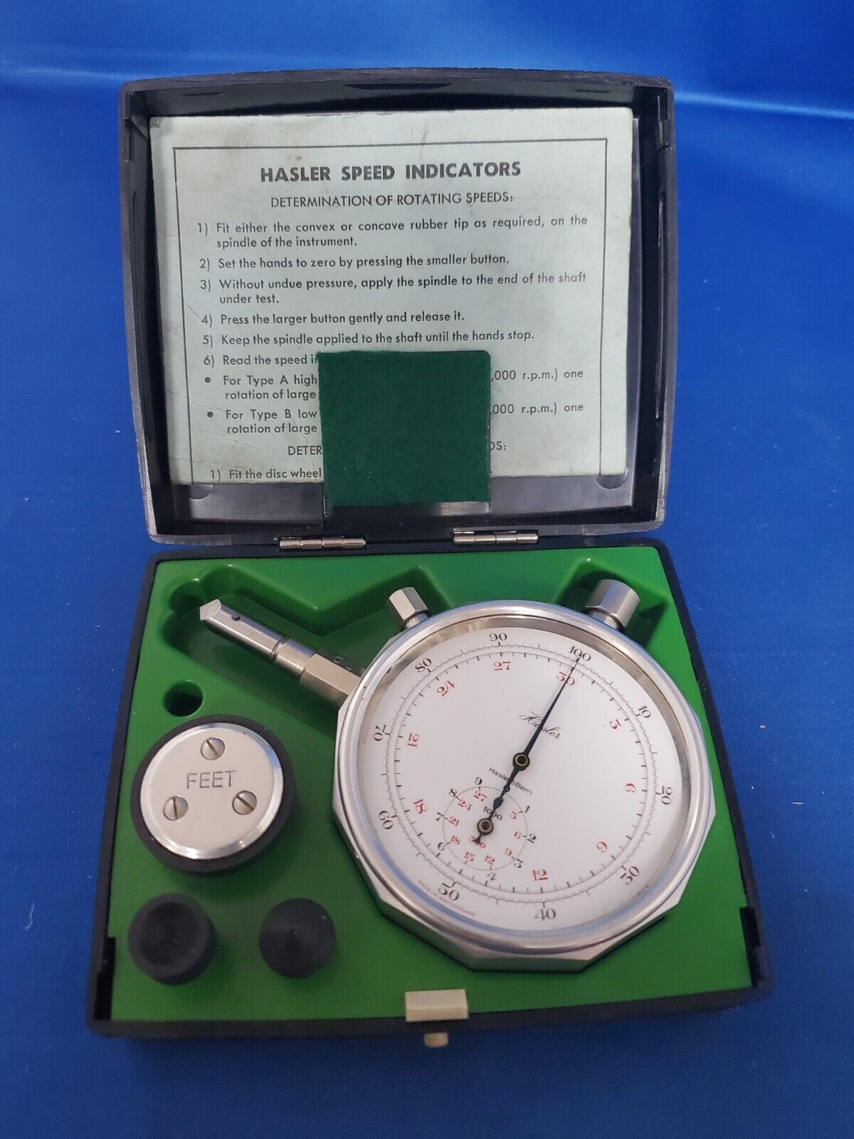 Vintage Hasler Revolution Speed Indicator Industrial Machine Tool Swiss Made