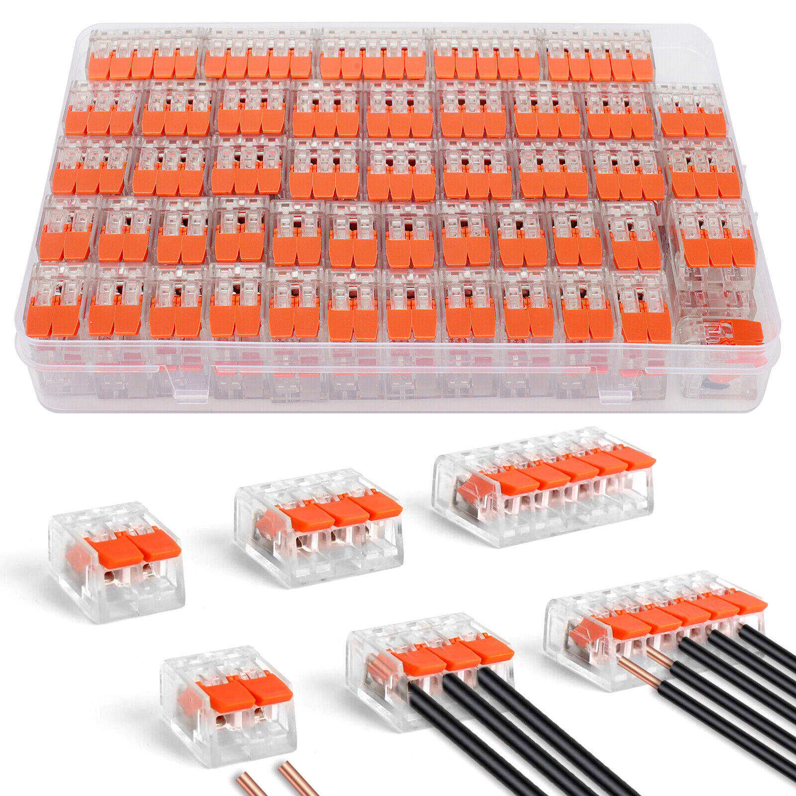 90Pcs 221-412 Lever Nut Compact Splicing Wire Connectors - 2/3/5 Conductor Set