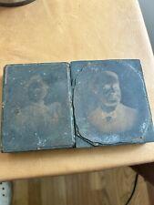 Vintage Lot Of 2 Dry Printing Press Copper/Wood Stamp Block Ink Plate Portrait picture