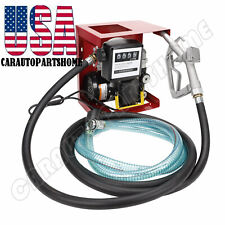 110V Electric Diesel Oil Transfer Pump Fuel Manual Nozzle 13' Hose w/ Meter New picture