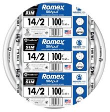 Romex Brand Simpull Solid Indoor 14/2 W/G NMB Cable 100ft Coil Workshop Home New picture