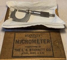 Vintage Starrett No. 230 Micrometer With Original Wood Box, Good Condition  picture