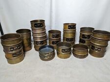 Lot of 37 vintage brass Newark sieves/cups/lids as pictured, USA standard sieve  picture