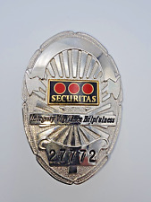 Security Badge Securitas Guard Company NEW Public Safety Protection Vintage picture