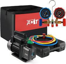 OMT 4.5CFM 1/3HP Vacuum Pump Refrigeration Auto AC w/ Manifold Gauge Set &Bag picture