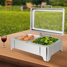 9L Electric Heating Chafing Dish Server Buffet Stove Square Double Compartment picture