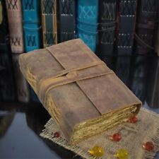 Leather Vintage Journal Note Book of Shadows Antique Deckle Edge Grimoire Pages picture