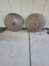 Vintage Pair of Farm Implement Disc Plow Blades, Industrial Steampunk 17' picture