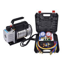 Manifold Gauge Set Combo 4 CFM Air Vacuum Pump HVAC + R134A Kit AC A/C New- picture