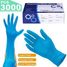 3000pcs Nitrile Exam Gloves Durable Thicken 4mil Non-Latex Powder Free S/M/L/XL picture